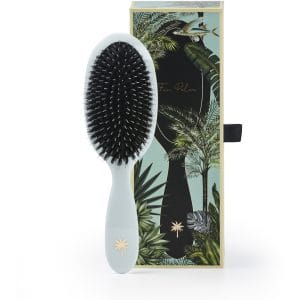 Fan Palm Medium Boar and Nylon Bristles Brush - Maldives, Light Blue with Glitter
