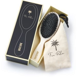 Fan Palm Medium Boar and Nylon Bristles Brush - MOM Creme