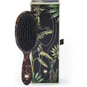 FAN PALM Premium Edition Boar and Nylon Bristles Medium Tortoise